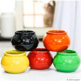 3 INCH (8 CM) HANDI SHAPE ROUND CERAMIC POTS - PACK OF 5 
