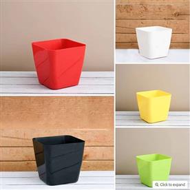 5.5 INCH (14 CM) SQUARE PLASTIC PLANTER WITH ROUNDED EDGES - PACK OF 5 