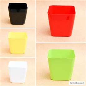 6.7 INCH (17 CM) SQUARE PLASTIC PLANTER WITH ROUNDED EDGES - PACK OF 5 