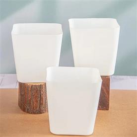6.7 INCH (17 CM) SQUARE PLASTIC PLANTER WITH ROUNDED EDGES (WHITE)   