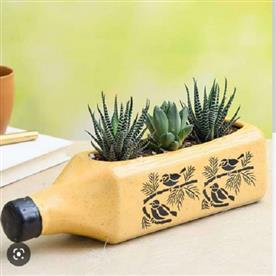 12.2 INCH (31 CM) BOTTLE SHAPE CERAMIC POT (YELLOW) 