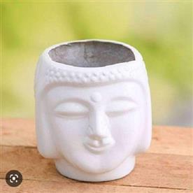 6 INCH (15 CM) SML-001 BUDDHA FIBERGLASS PLANTER (WHITE) 