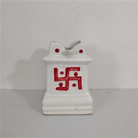 6.6 INCH (17 CM) TULSI VRINDAVAN MATT FINISH RECTANGLE CERAMIC POT  
