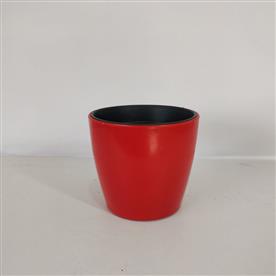 4 INCH (10.5 CM) VALENCIA 16 ROUND PLASTIC PLANTER (RED)   
