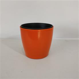 4 INCH (10.5 CM) VALENCIA 16 ROUND PLASTIC PLANTER (ORANGE)       