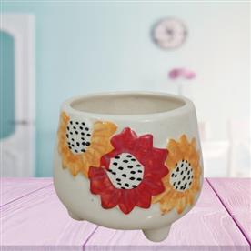 WHITE SQUARE SHAPE CERAMIC POT 4.5 BY 4.5 INCH