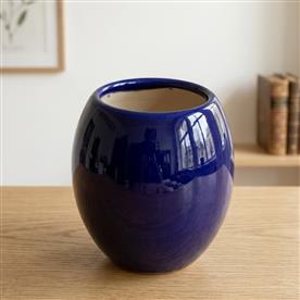 BLUE OVAL CERAMIC POT