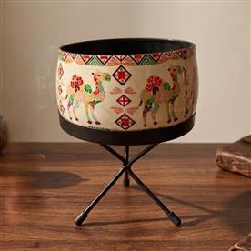 CAMEL-PRINTED METAL PLANTER WITH A STAND   