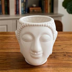  BUDDHA FIBERGLASS PLANTER (WHITE)  
